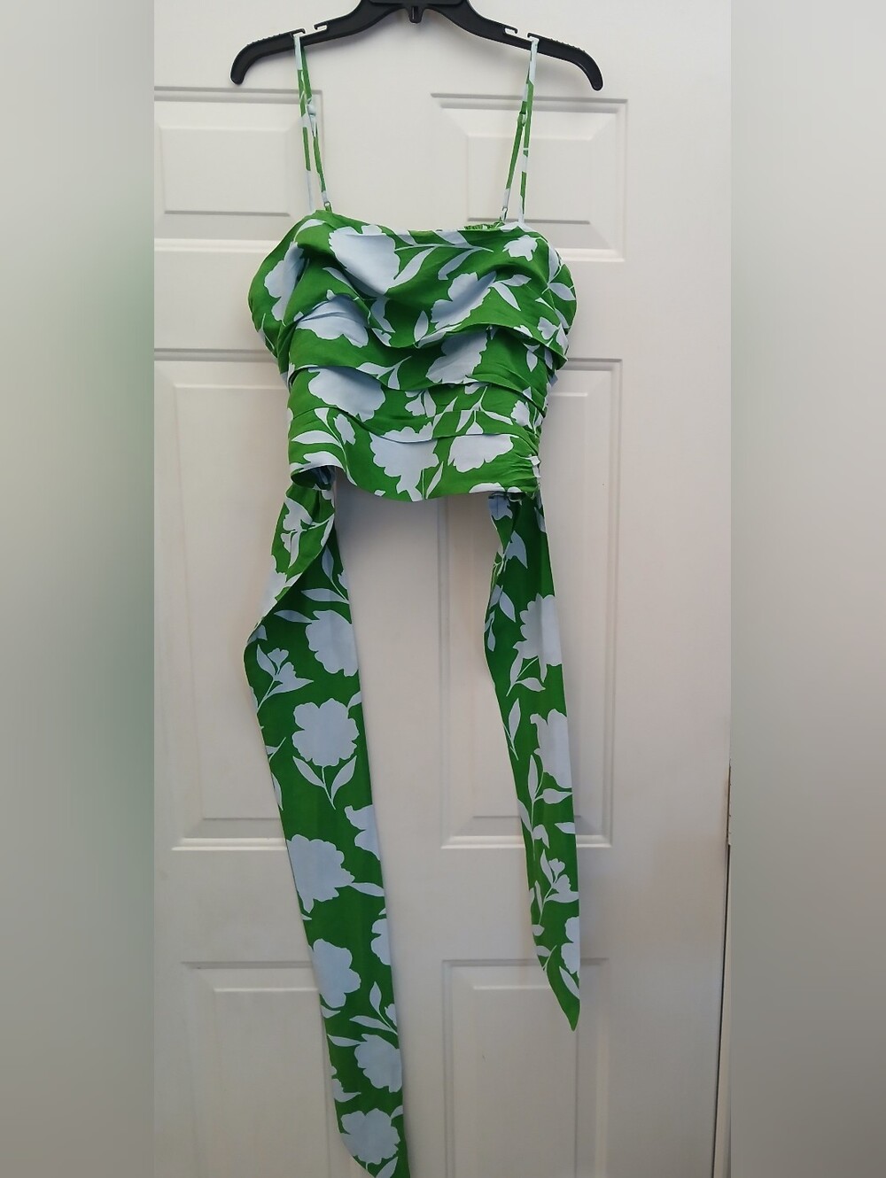 Kate Spade Green Floral Strapless Tie-Waist Crop Top